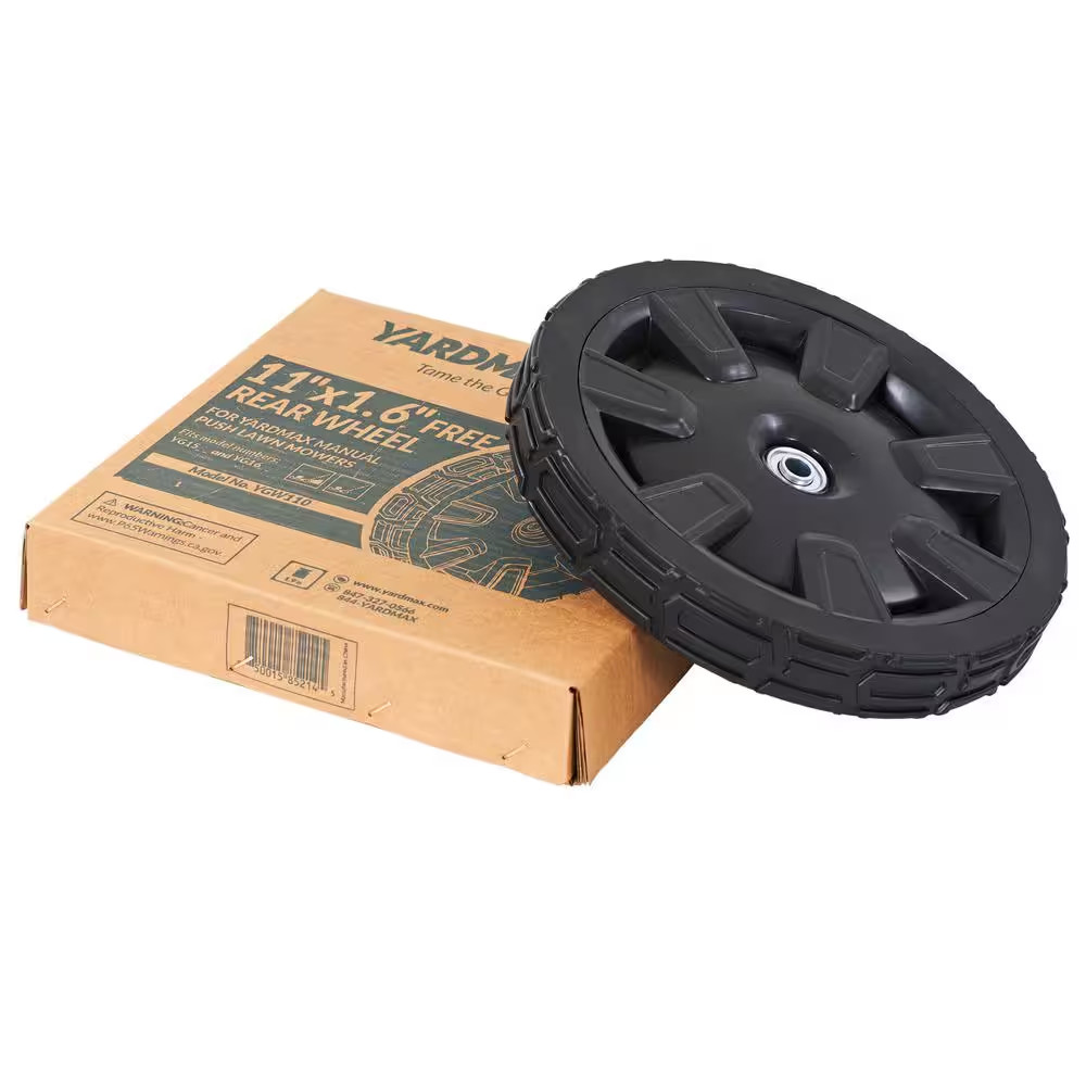 YARDMAX Replacement Free/Non-Drive Rear Wheel 11 in X 1.6 in for Lawn Mowers