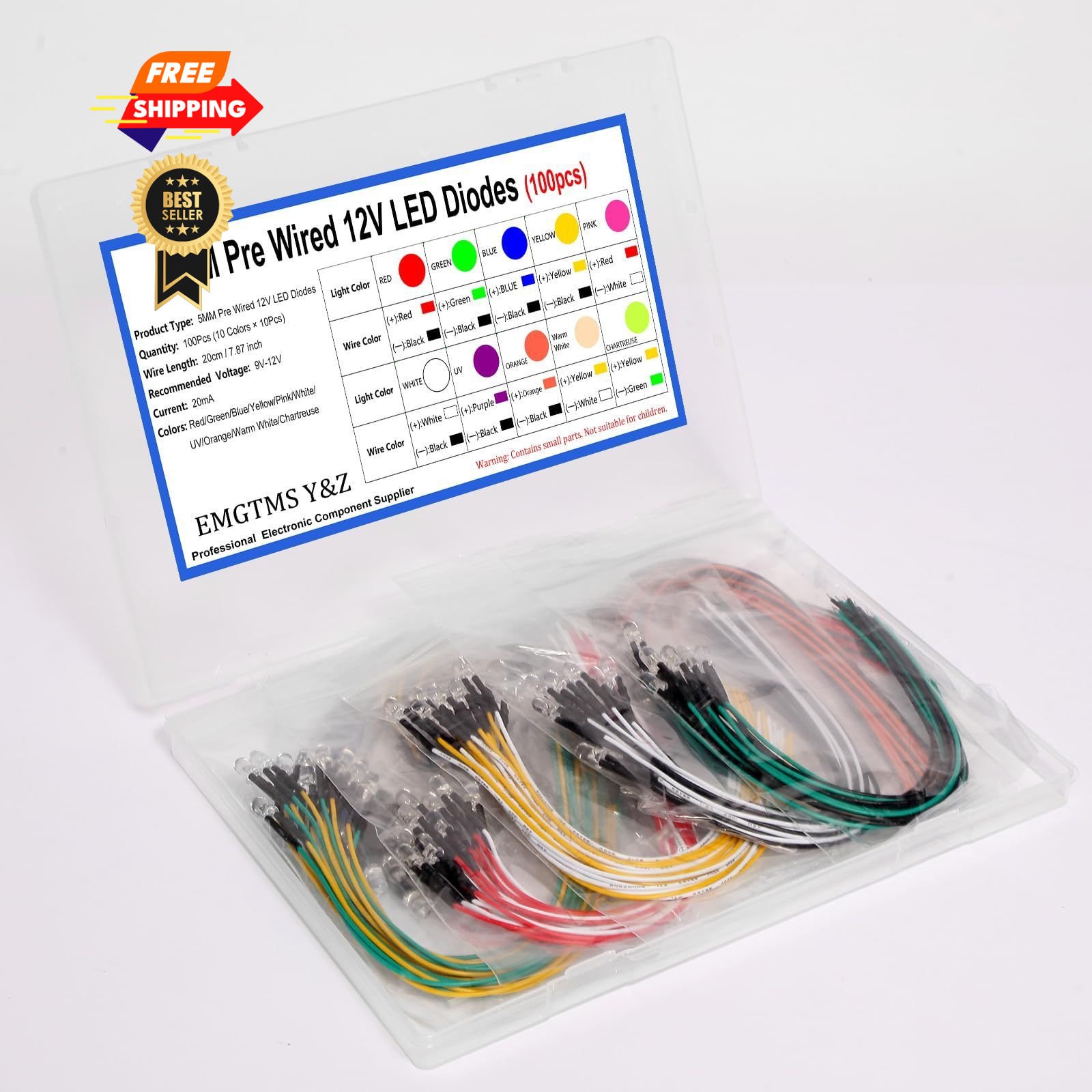 10 Colors (Red, Green, Blue, Yellow, Pink, White, UV, Orange, Warm Chartreuse)