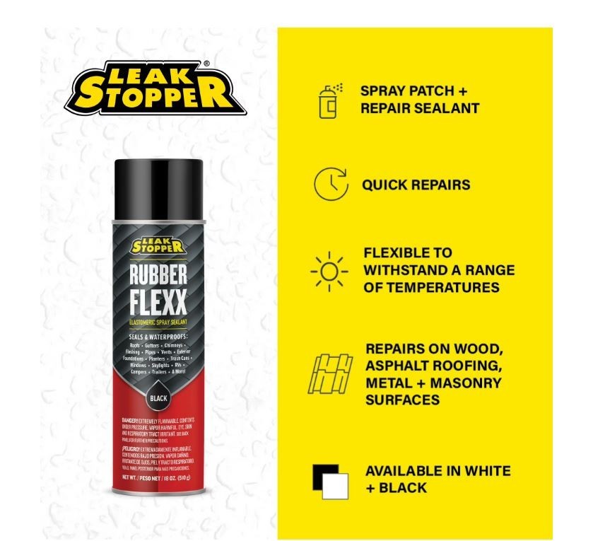 Rubber Flexx Leak Repair & Sealant Spray 18 Oz 100% Flexible Seal 2 Pack
