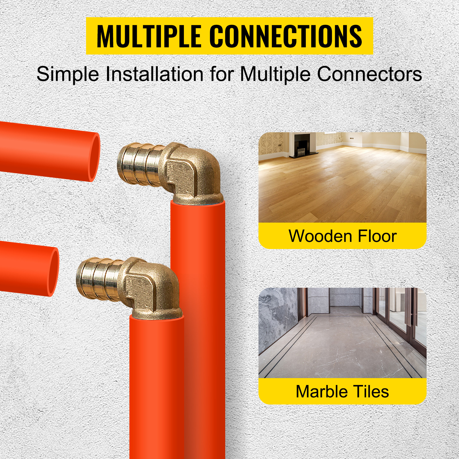 VEVOR 1/2″ x 1000ft Pex Tubing Pex Pipe Oxygen Barrier Red Radiant Floor Heating