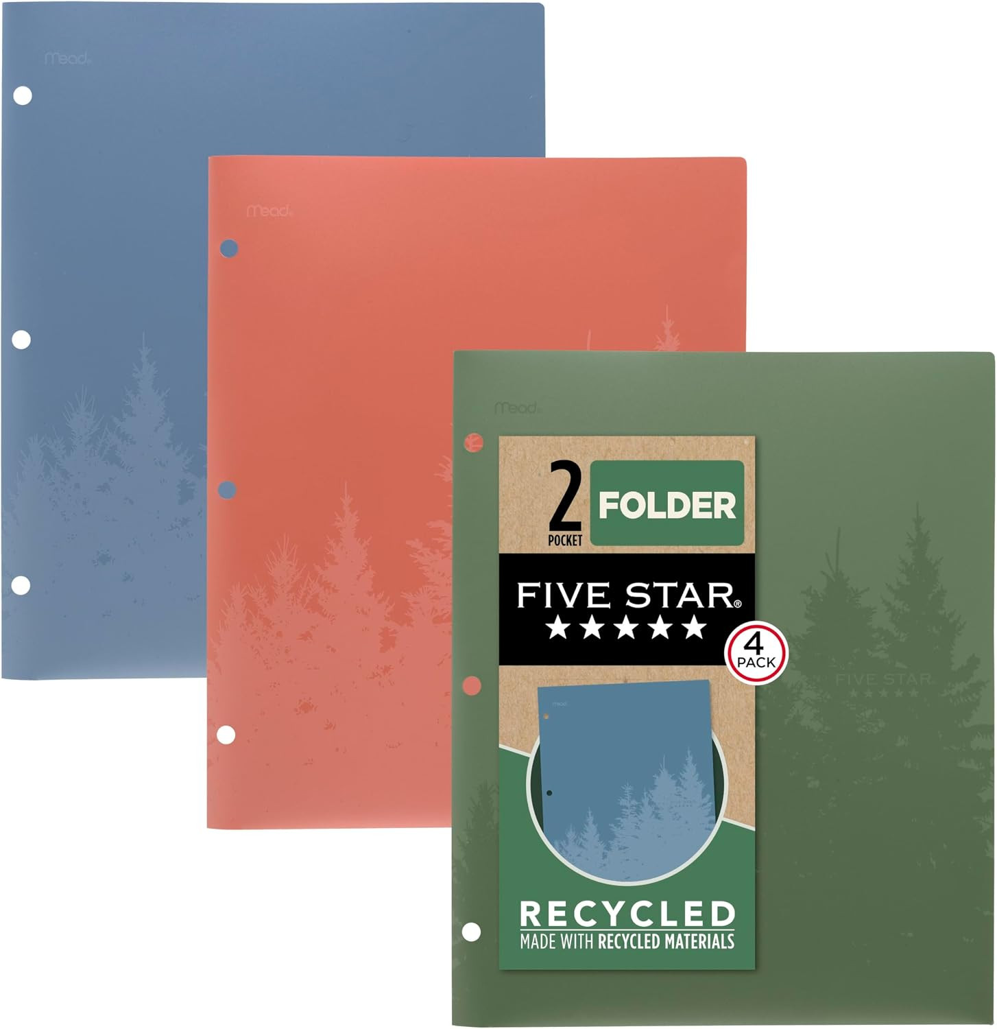 2 Pocket Folders, 4 Pack, Recycled Plastic Folders with Stay-Put Tabs and Pro…