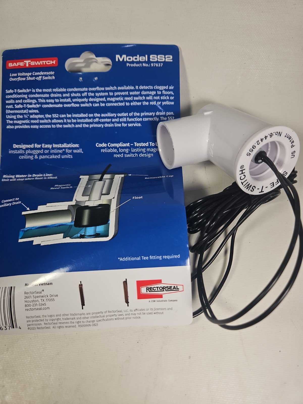 RectorSeal Safe-T-Switch SS2 Low Voltage Condensate Overflow Switch