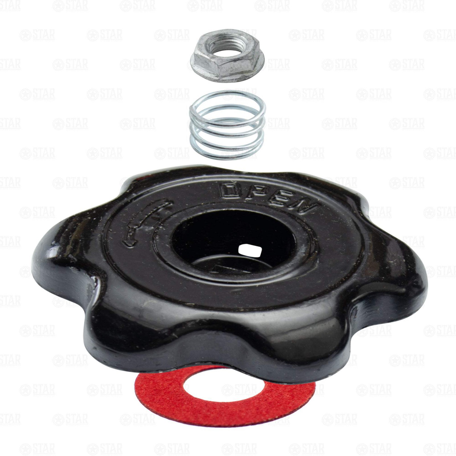 CO2 Tank Replacement Hand Wheel Handle M6 + 1/4″ Nut + Spring Set Steel BLACK