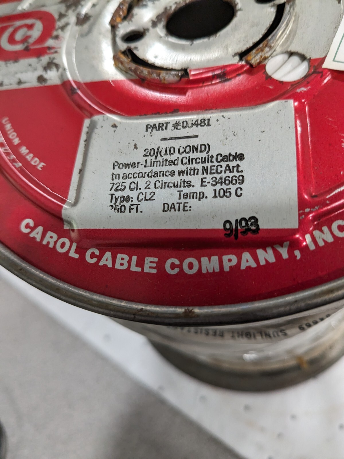 Carol Cable Co. White General Wire 105˚C, 20 AWG, Approx. 250′ 05481