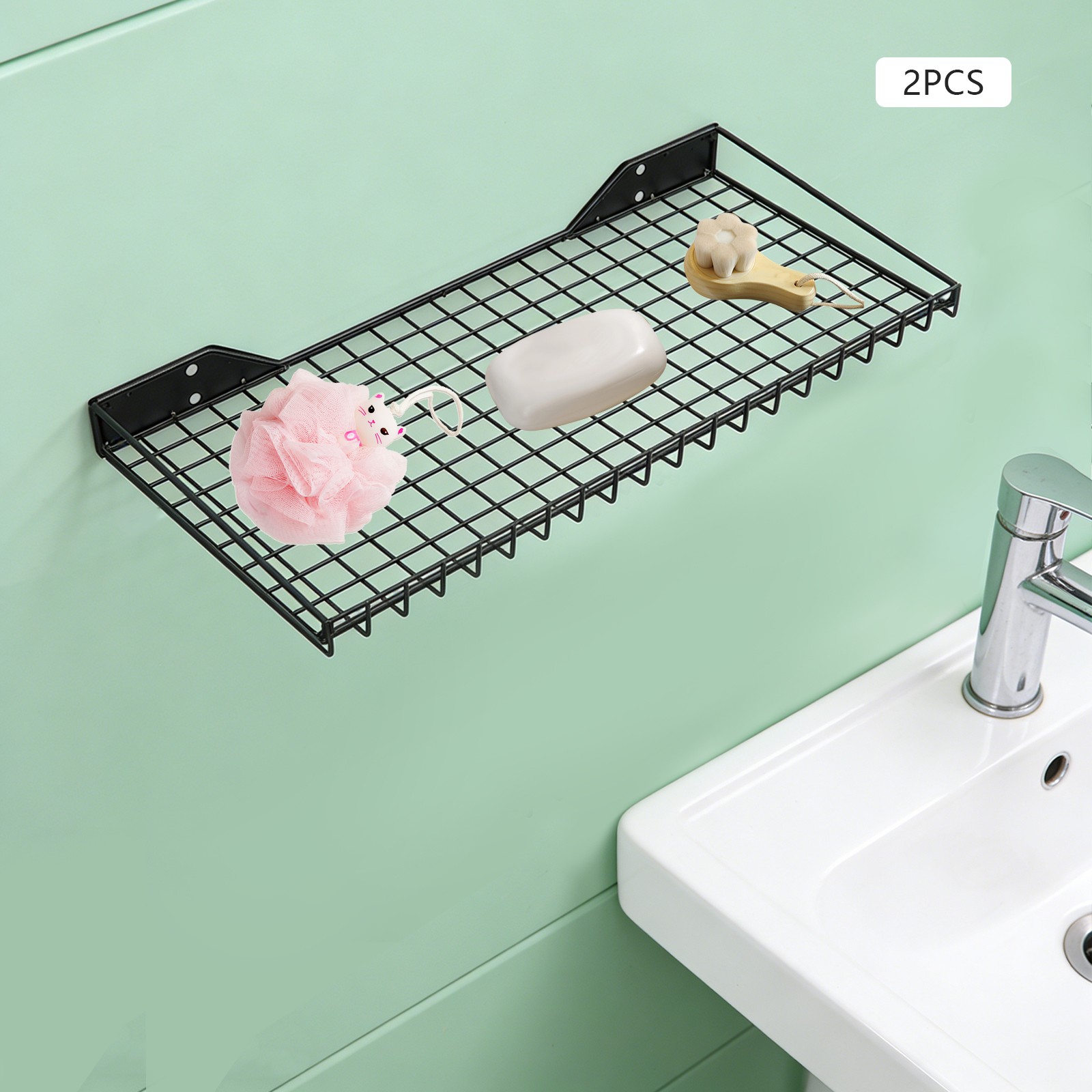 Wall Mount Mesh Storage Rack Garage Organizer For Basement Office Kitchen