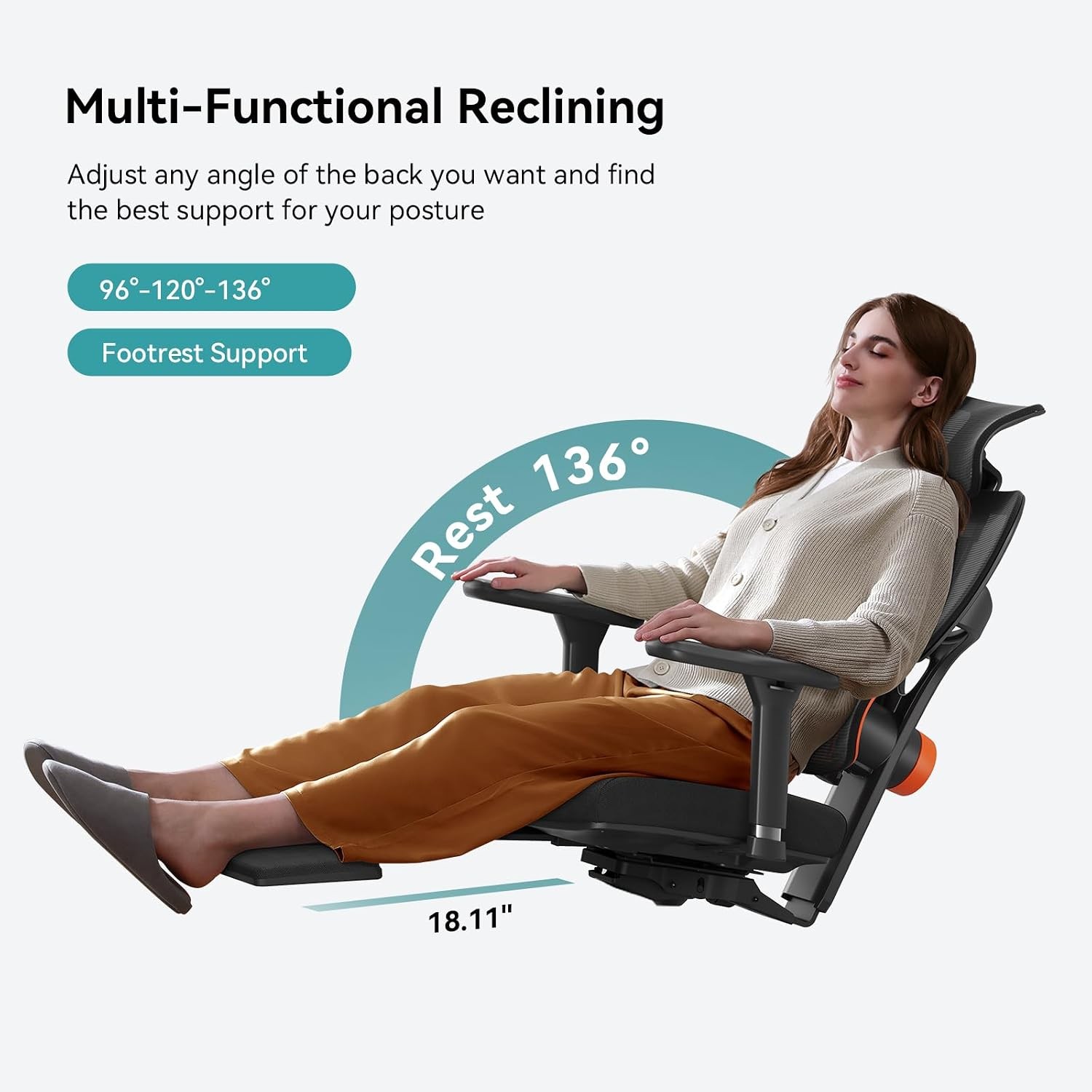 Computer Desk Chair with Retractable Laptop Tray, Auto Tracking Lumbar Support,