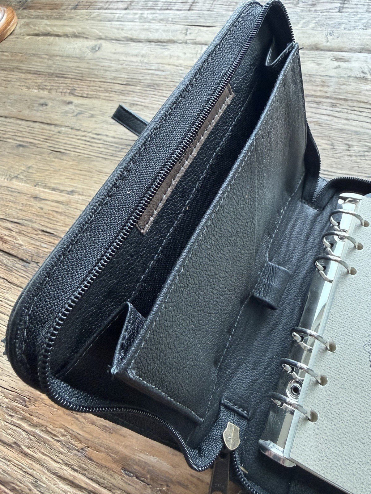 Coronado Leather Zip Planner Organizer Black Leather EDC Travel Wallet Conceal