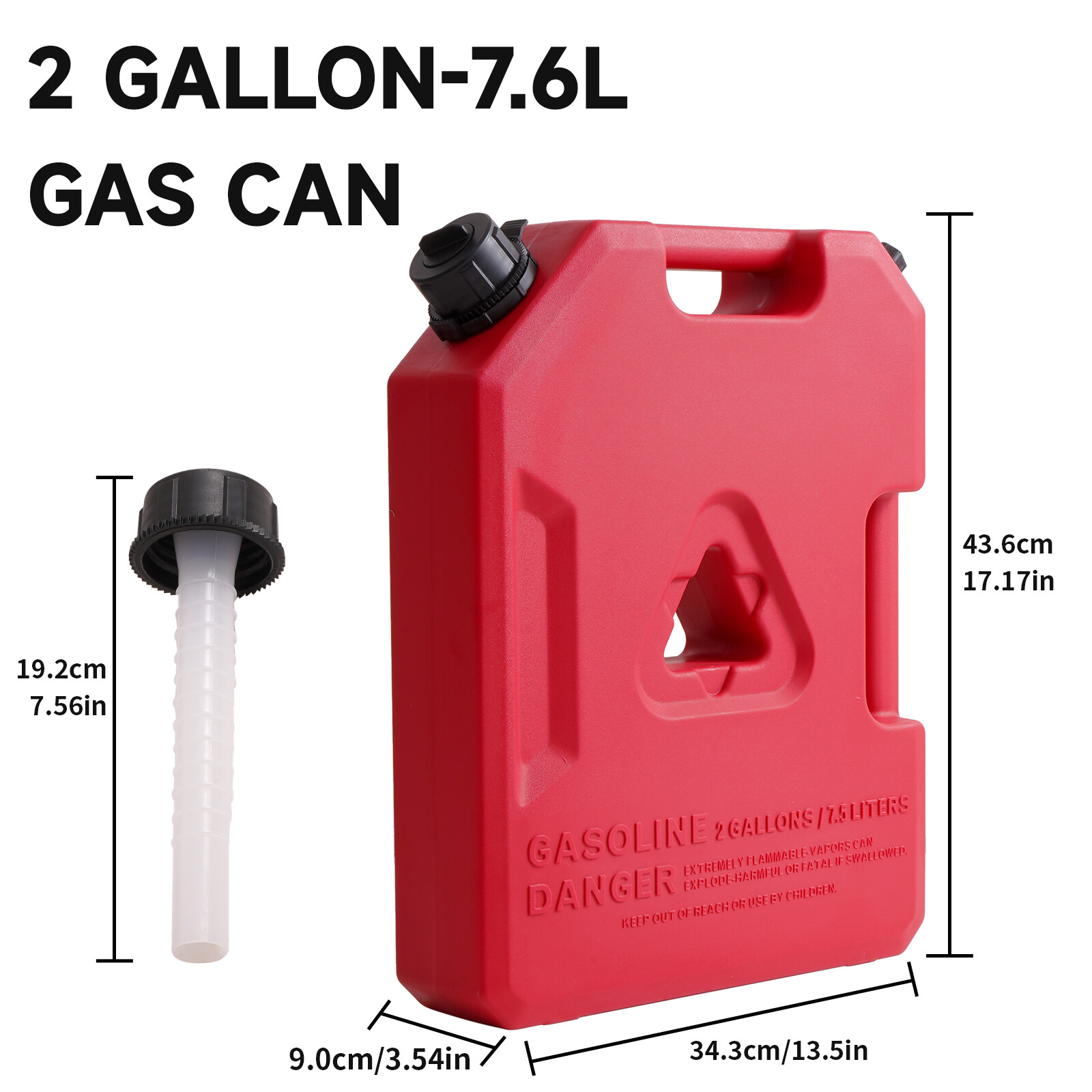 2 Gallon Large Capacity Gas Gasoline Can Fuel Tank Pack 7.6L Petrol Container