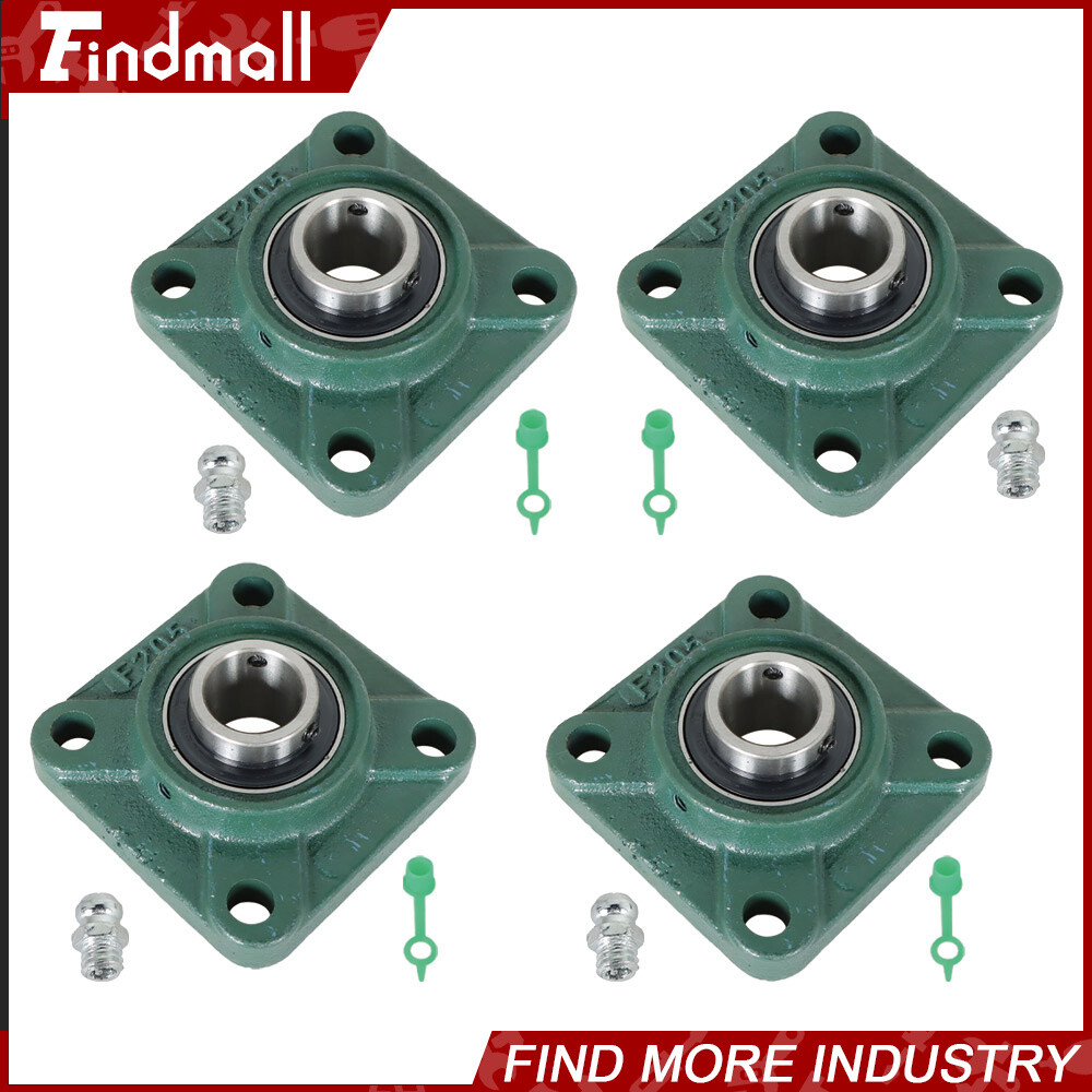 4 PCS UCF205-16 Solid Base Pillow Block Flange Bearing 1″ Bore 4 Bolt