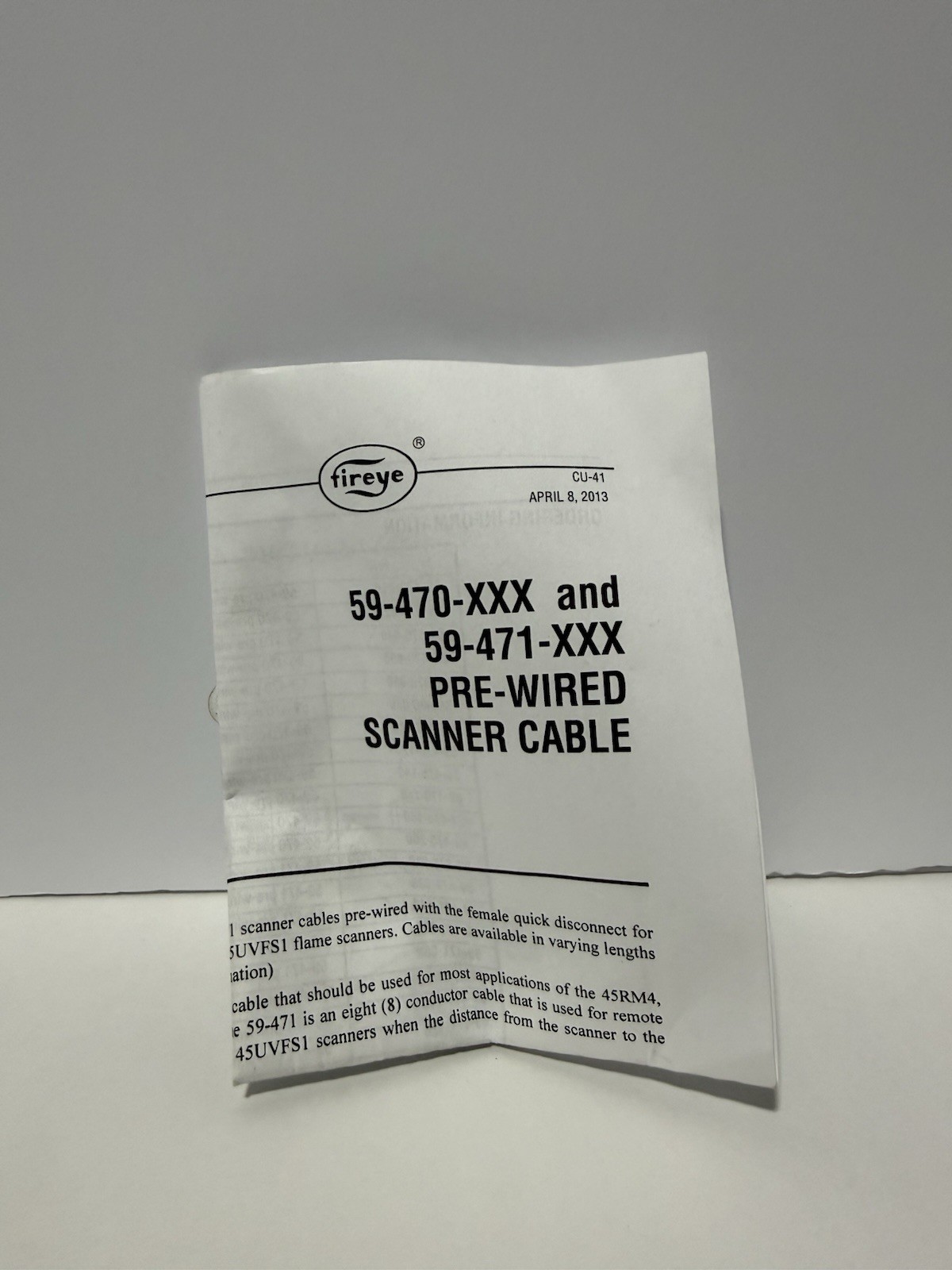 FIREYE 59-470 Pre-Wired Scanner Cable NEW NO BOX