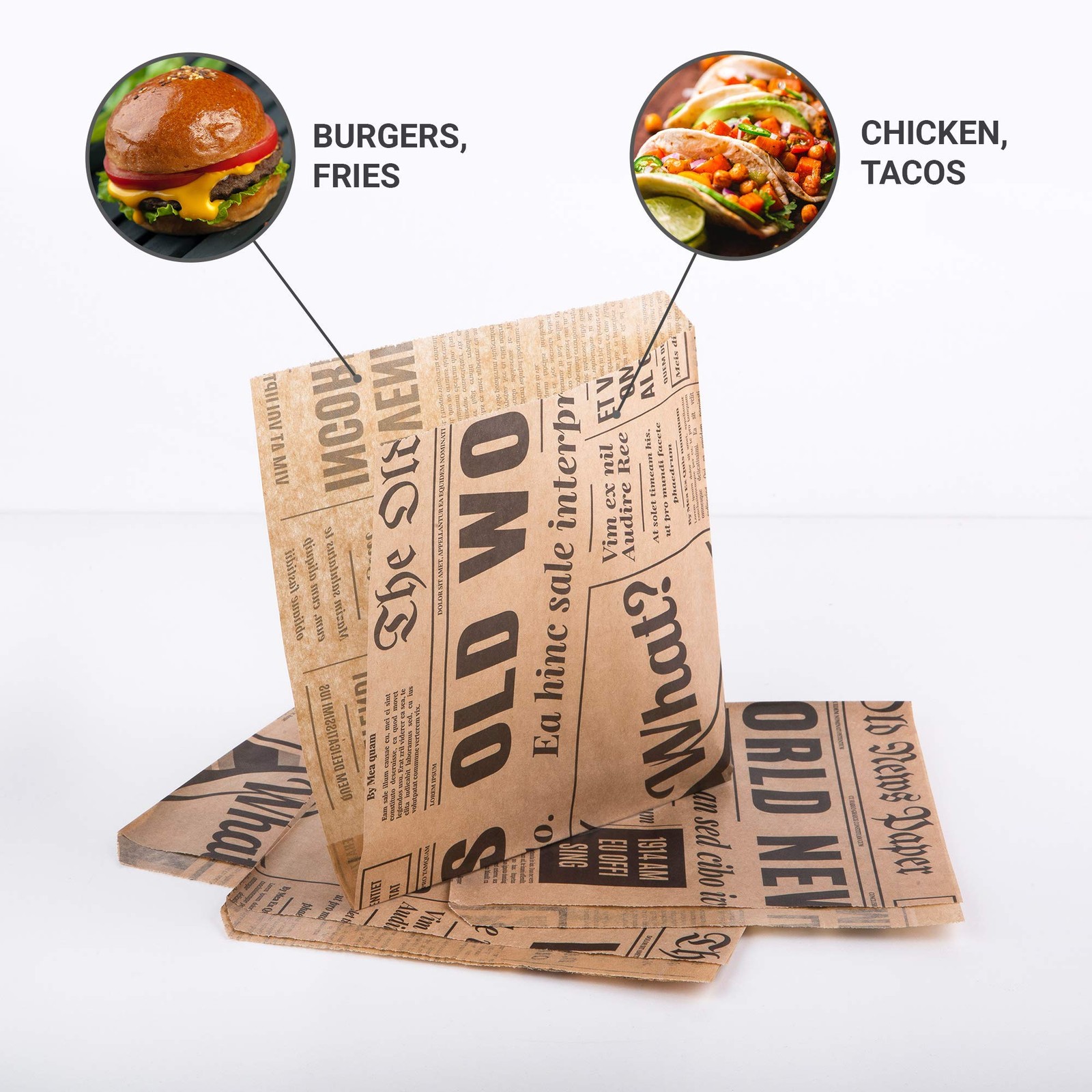 Food Bags, Dinner Bags, Paper Party Bags, 150 x 150 mm, for Castle…