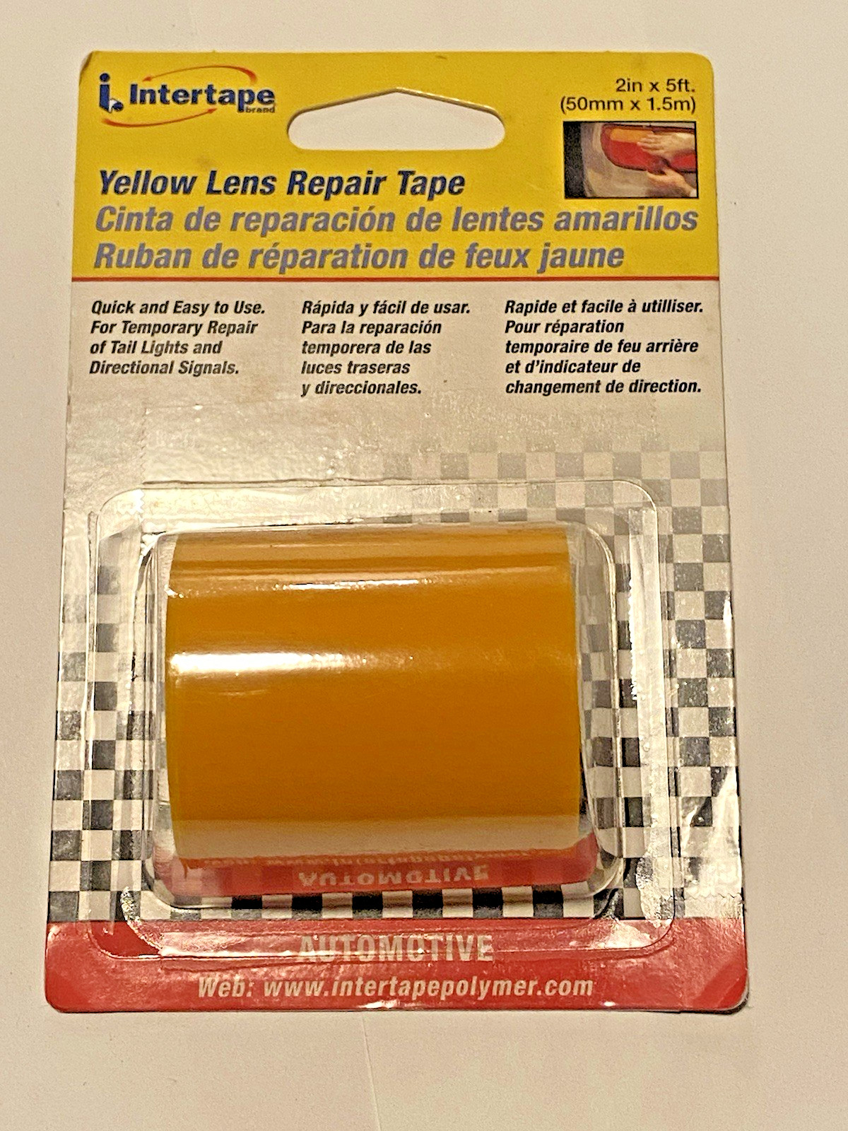 Headlight Taillight Lens Repair Tape, Amber / Yellow, 1.875 in x 60 in.