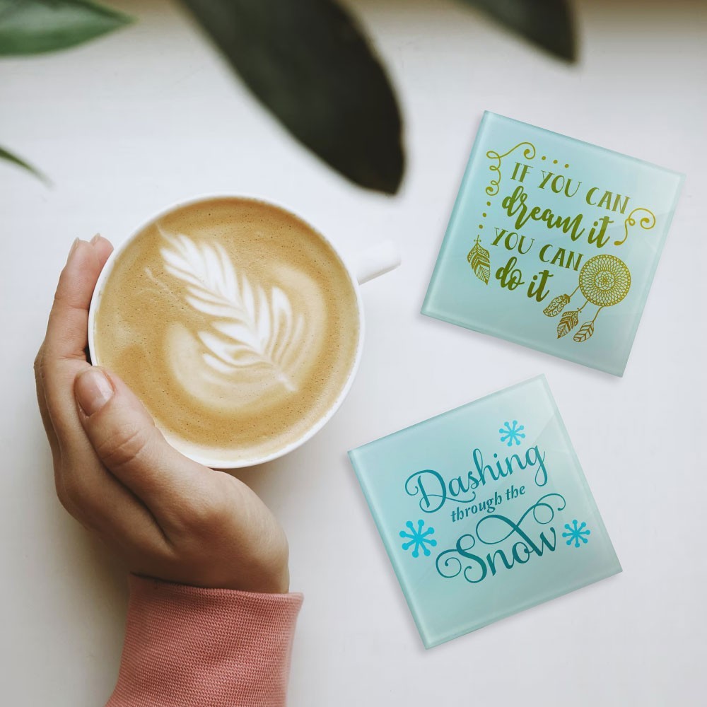 120PACK Sublimation Glass Coasters 3.9 Inch Square Insulated Photo Coasters
