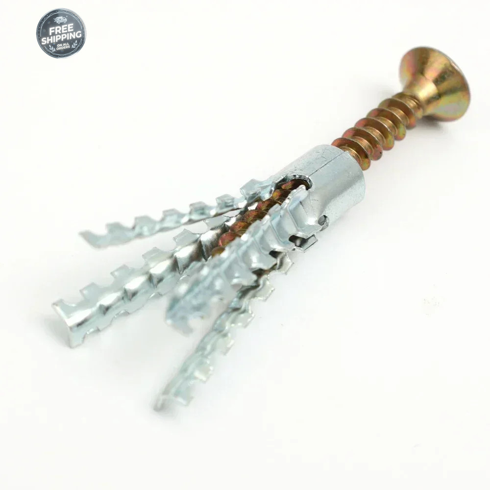 10/100Sets Metal Expansion Anchors Self Tapping Screws Concrete Wall Plugs