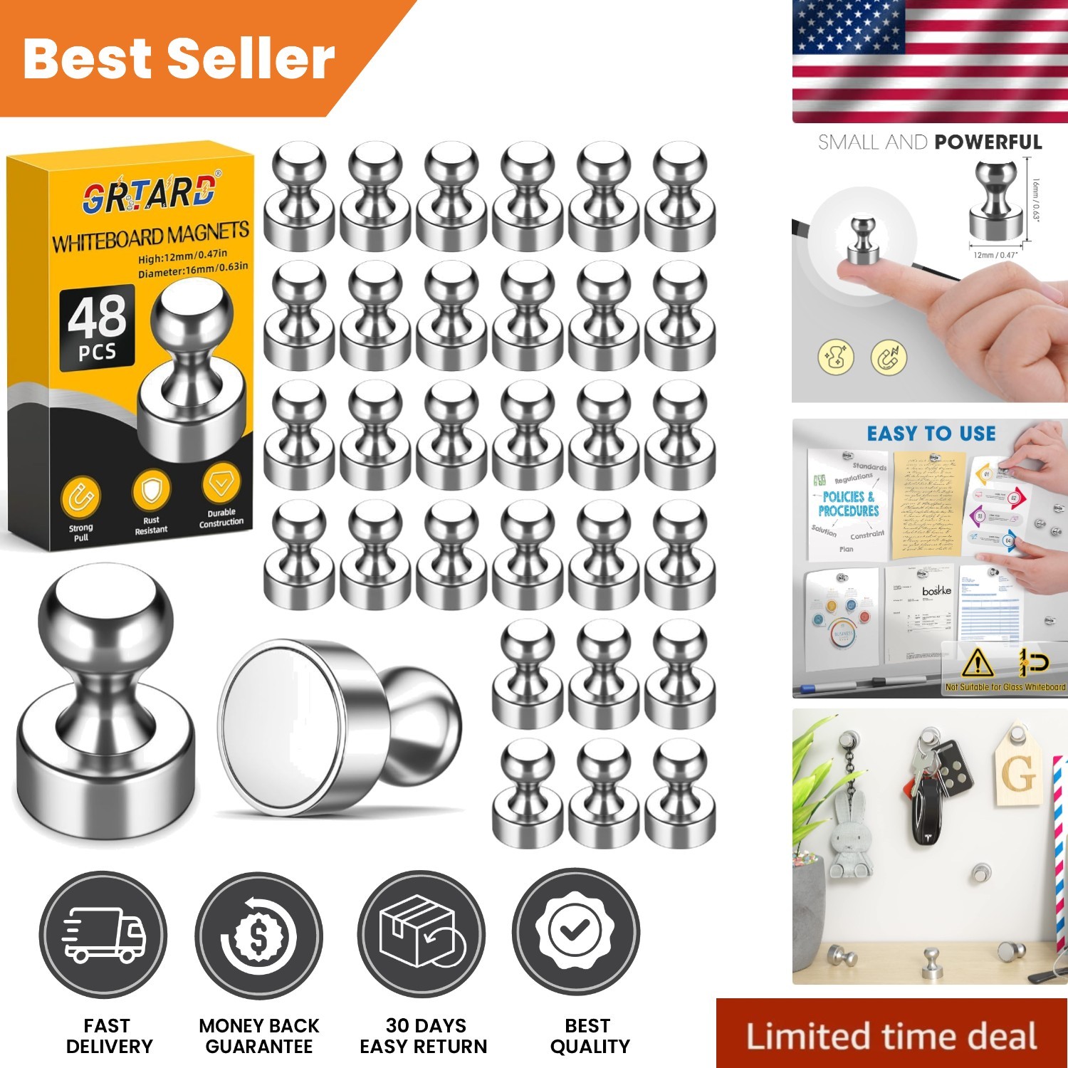 Innovative 48 Pack Magnetic Push Pins – Decorative & Functional for Everyday Use