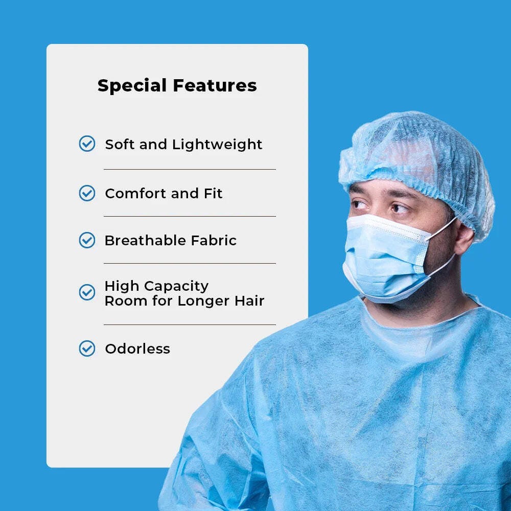 Disposable Bouffant Caps 1 Pack of 100 Protective Hair Covers