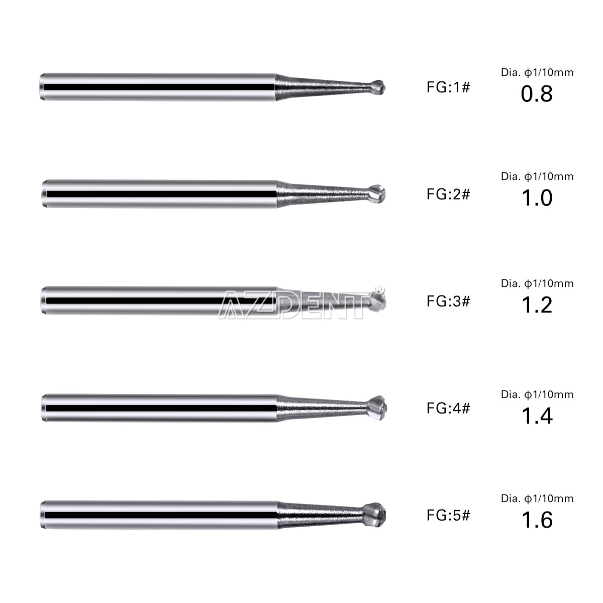 AZDENT Dental Tungsten Carbide Tungsten Steel Burs for High Speed Handpiece