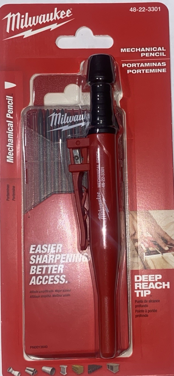 Milwaukee 48-22-3301, Mechanical Pencil w/ 10-piece Lead Pack, Impact Resistant