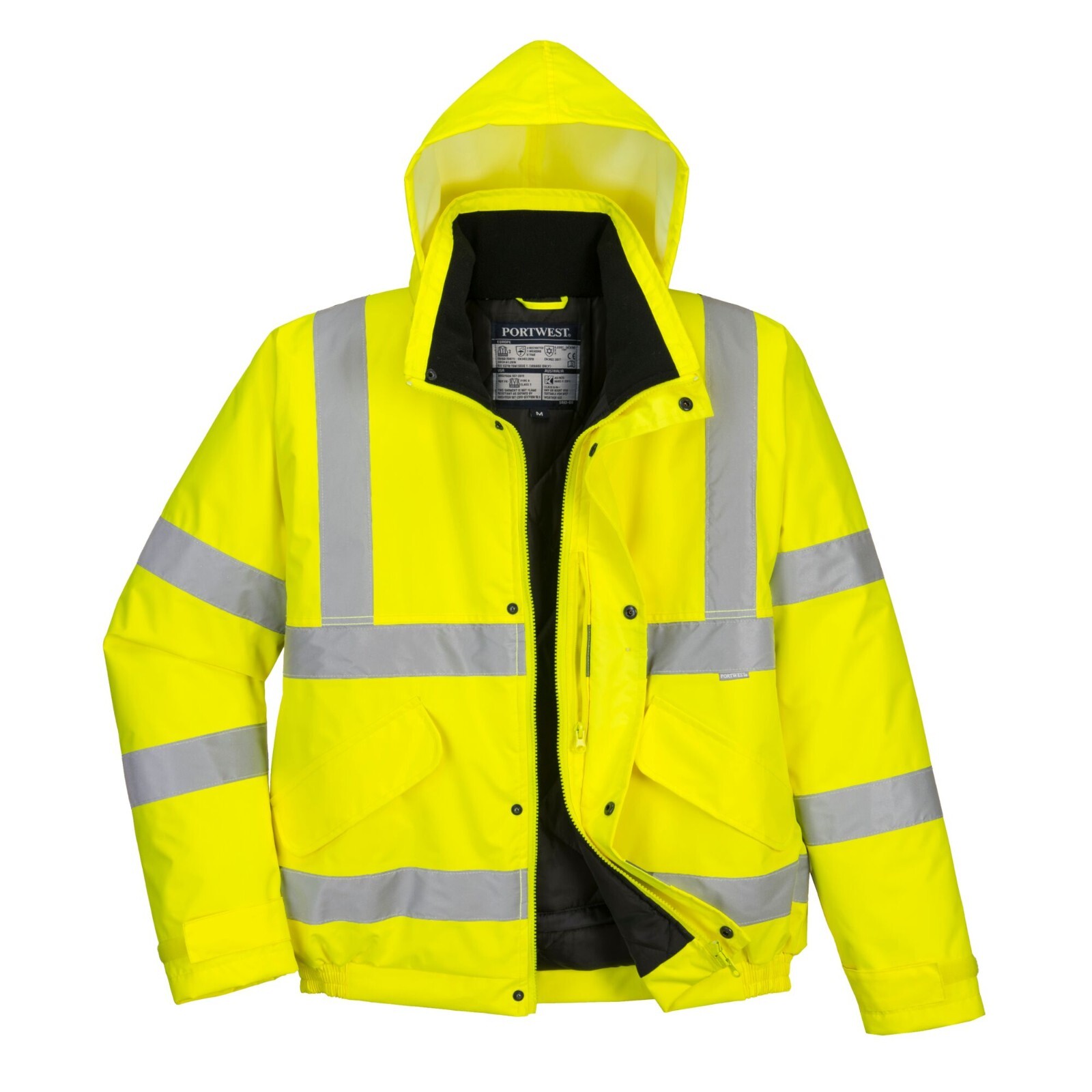 Portwest US463 Mens Waterproof Hi Vis Bomber Jacket Winter Safety Reflective