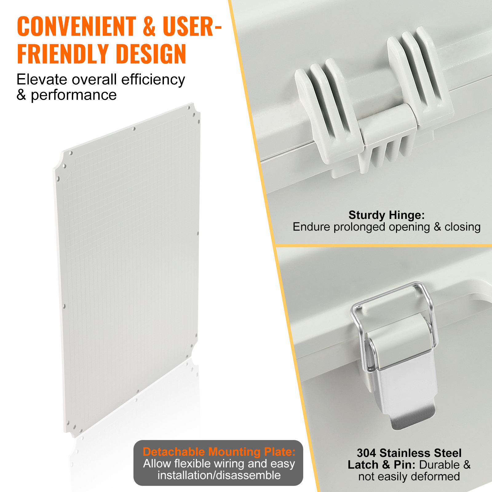 VEVOR Outdoor Junction Box 13.78×9.84×5.90 in ABS Plastic Electrical Enclosure