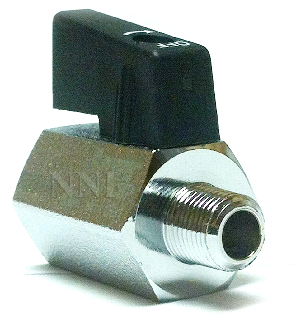 1/8″ Mini Ball Valve Chrome plated, F x M, manual reverse trailer lock out valve