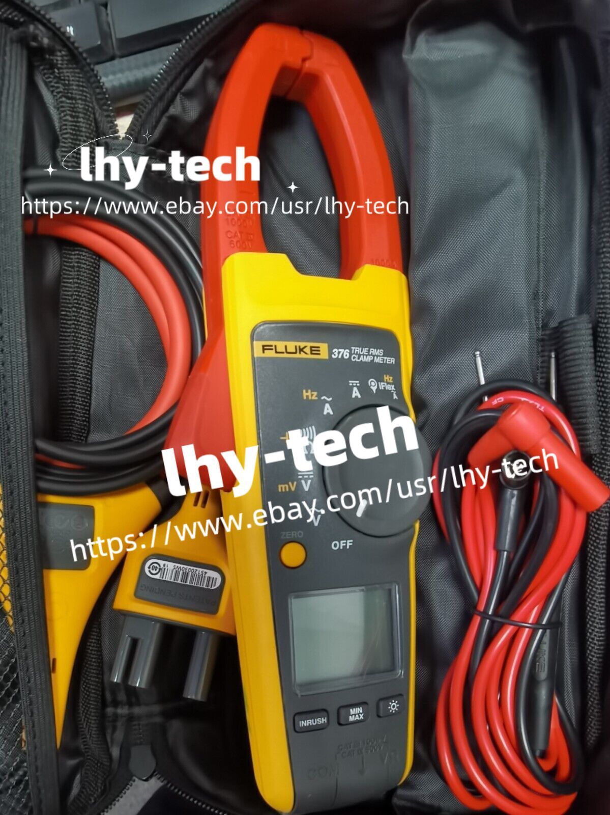 FLUKE 376 True RMS AC/DC Clamp Meter with Iflex Cable, Leads and case