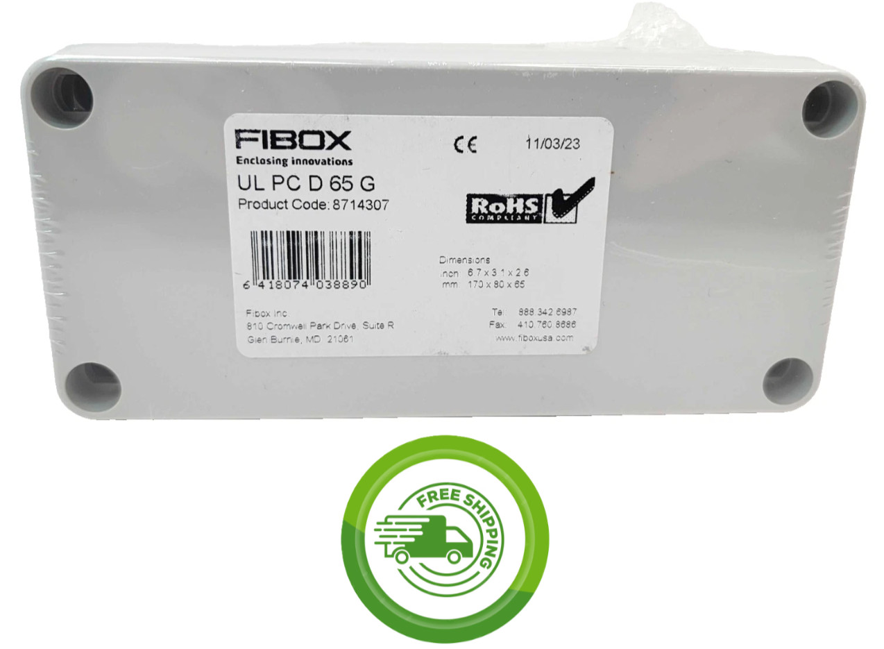 6.70″ L x 3.10″ W x 2.60″ H – Plastic Enclosure w/ Cover – Fibox UL PC D 65 G