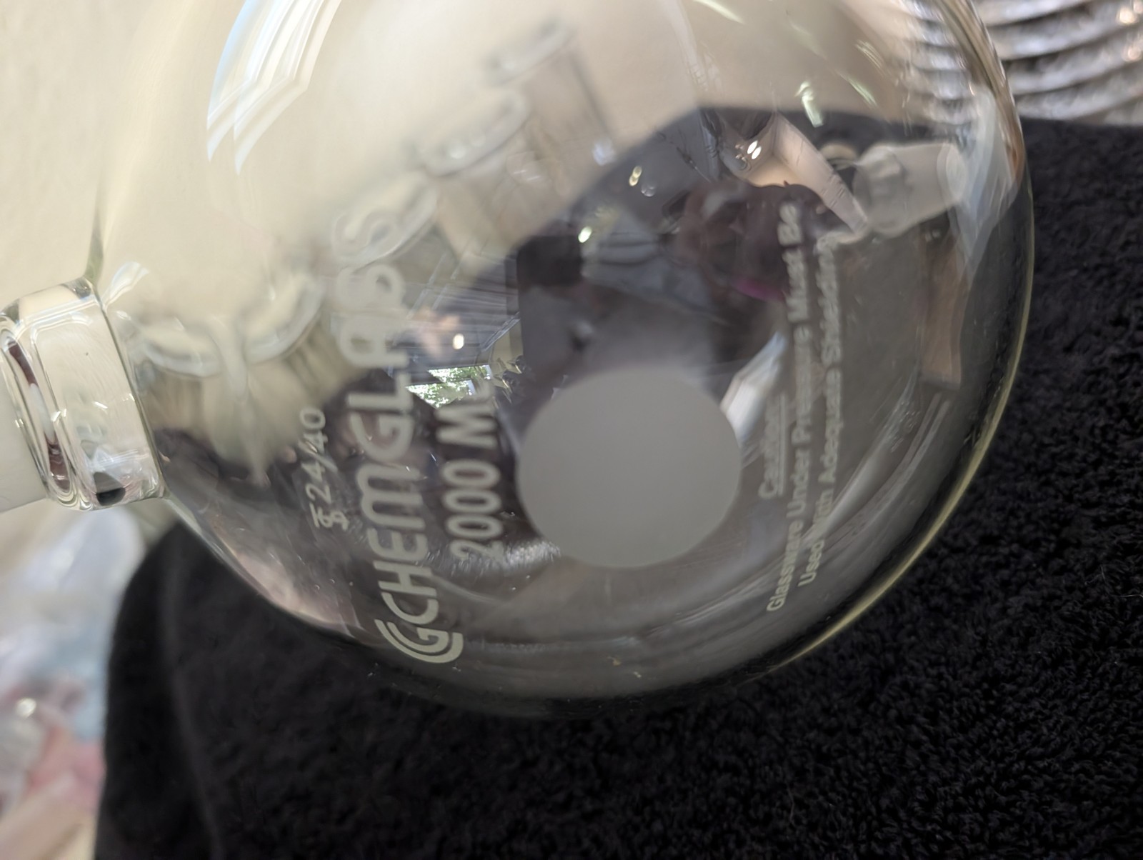 Chemglass 2000mL 2L Round Glass Flask 24/40 Joints Heavy Wall Lab Chemistry