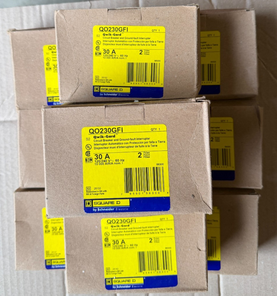 10 PCS Square D QO230GFI – 30A – 2 Pole – GFCI Circuit Breaker