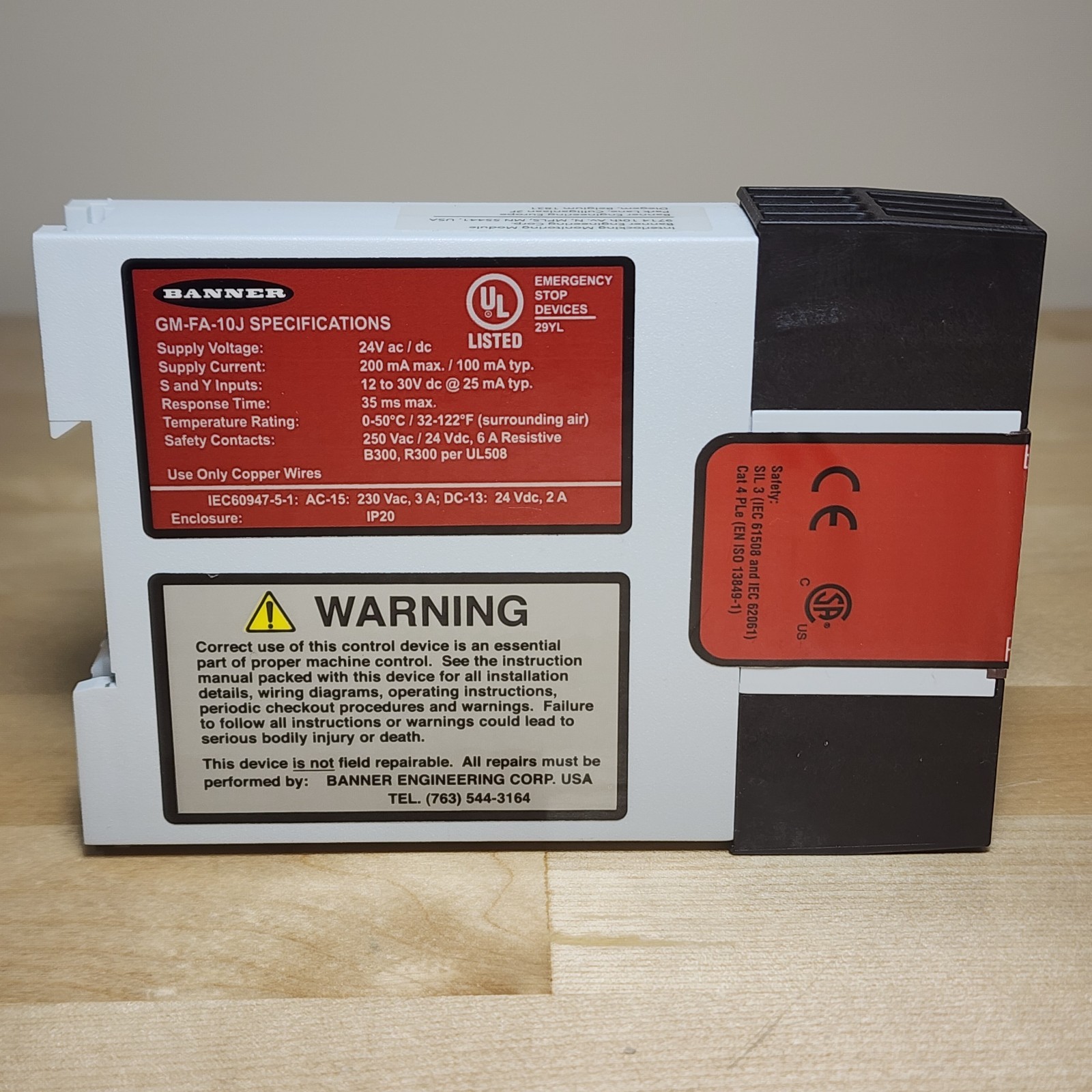 Banner GM-FA-10J Gate Monitoring Safety Relay Module 24VAC/DC 60987