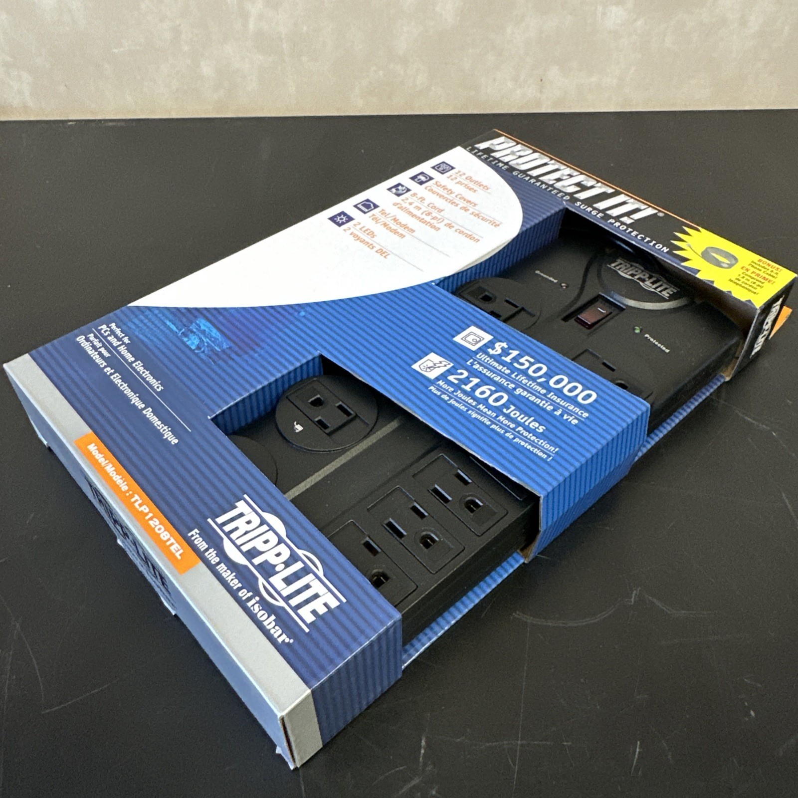 Tripp Lite Power Outlet Strip 12 Outlets 120 VAC15 Amps 8ft Cord TLP1208TEL