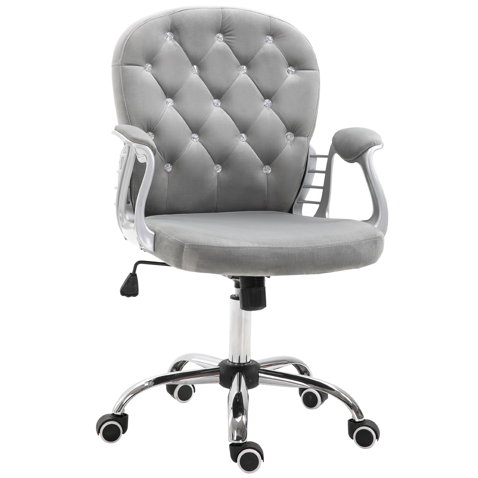 Vanity Mid Back Office Chair Tufted Backrest Swivel Rolling Wheels Task Chair