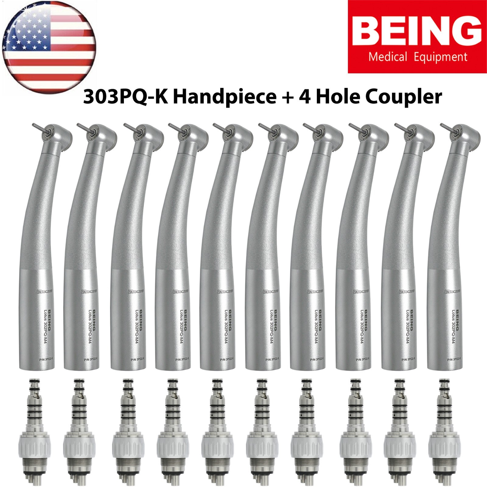 BEING Dental High Speed Fiber Optic Handpiece 4/6Hole Coupler Fit KaVo MULTIflex