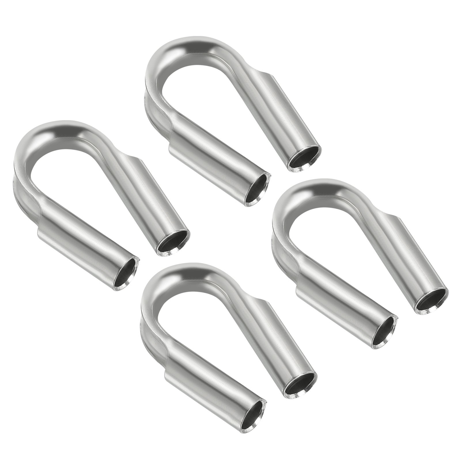 4Pack 1/4″/ 6mm Wire Rope Tube Thimble 304 Stainless Steel Rope Thimbles Silver