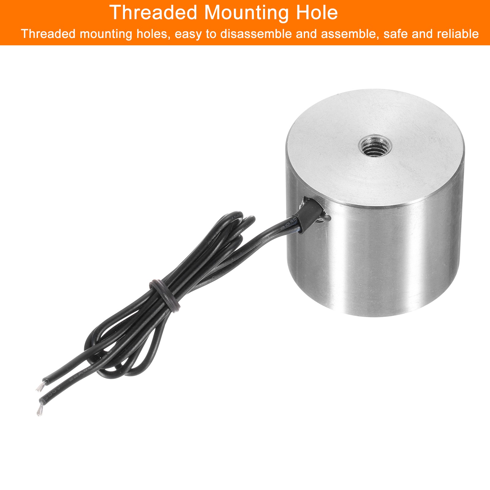 Round Solenoid Electromagnet DC 24V 300N 66LB/30Kg Electric Magnet