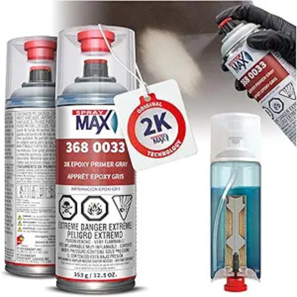 2K Epoxy Primer Gray 12.5 oz | Fast-Drying, High Adhesion Spray Paint