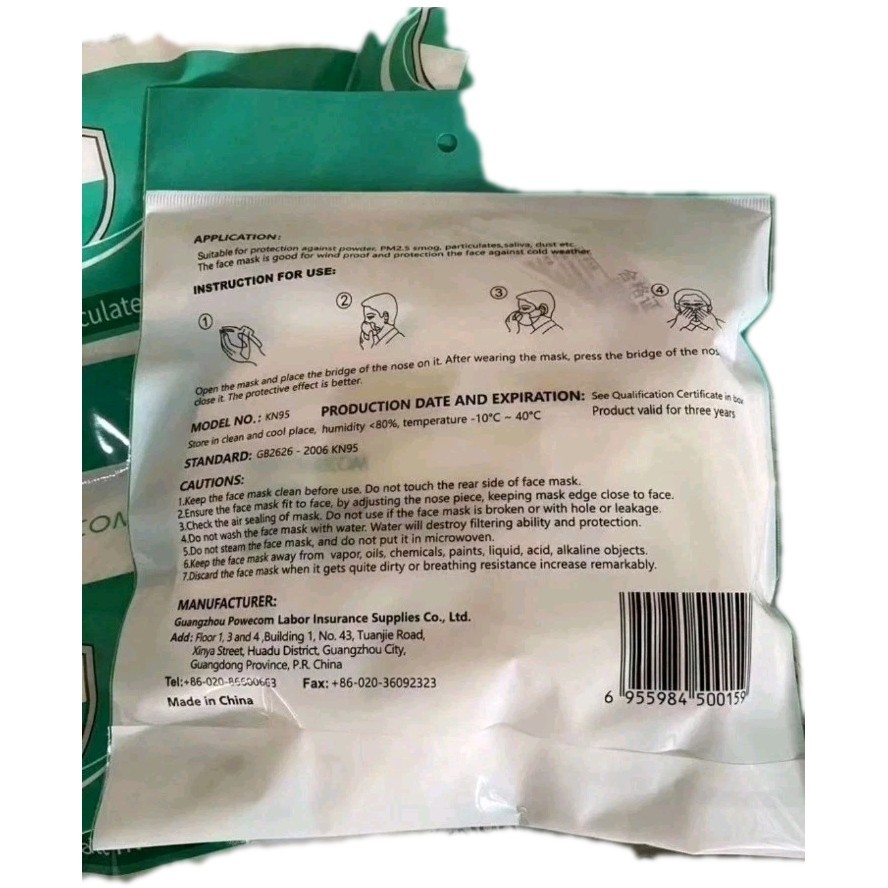 KN95 Protective Mask Earloop Style 10 Pcs Per Bag Lot Of 10 Bags 100 total