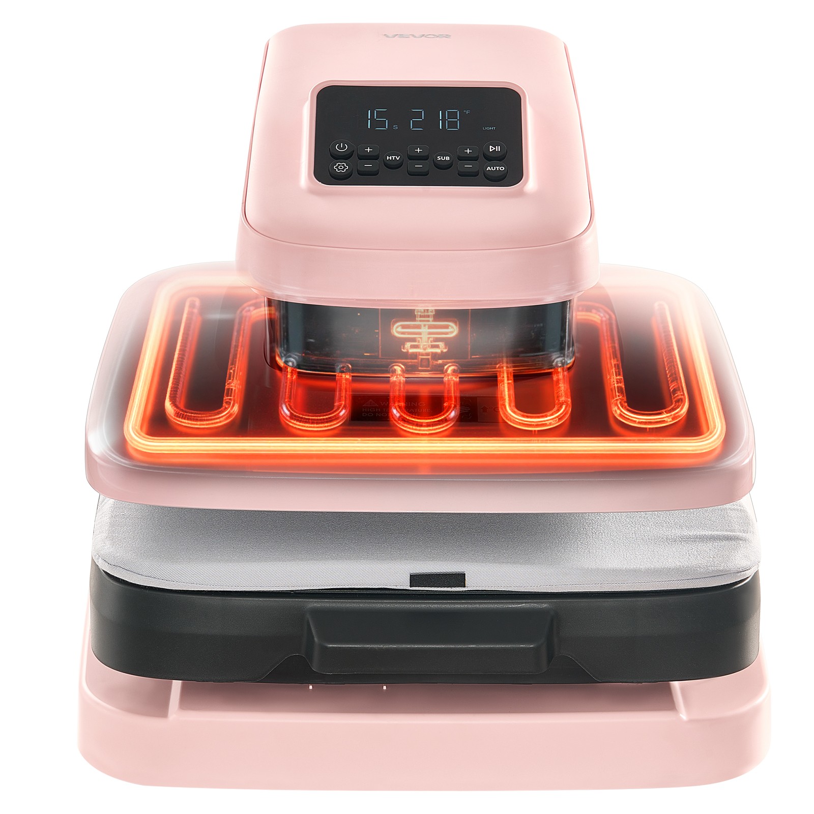 VEVOR Auto Heat Press Machine T-Shirt Press Machine 15 x 15 in Heat Plate Pink