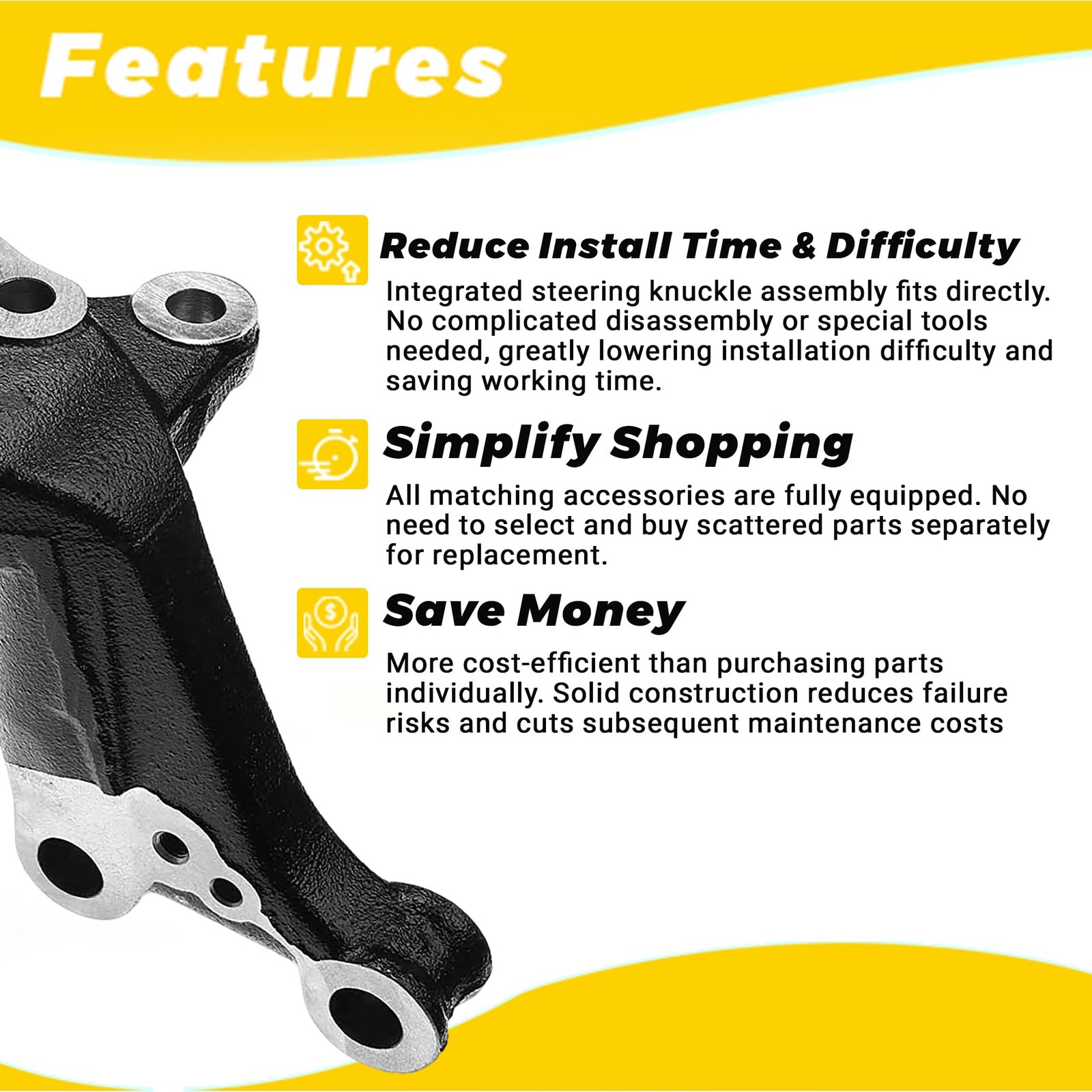 Front Right Steering Knuckle for 1997-2001 Toyota Camry 4350206040 Heavy Duty