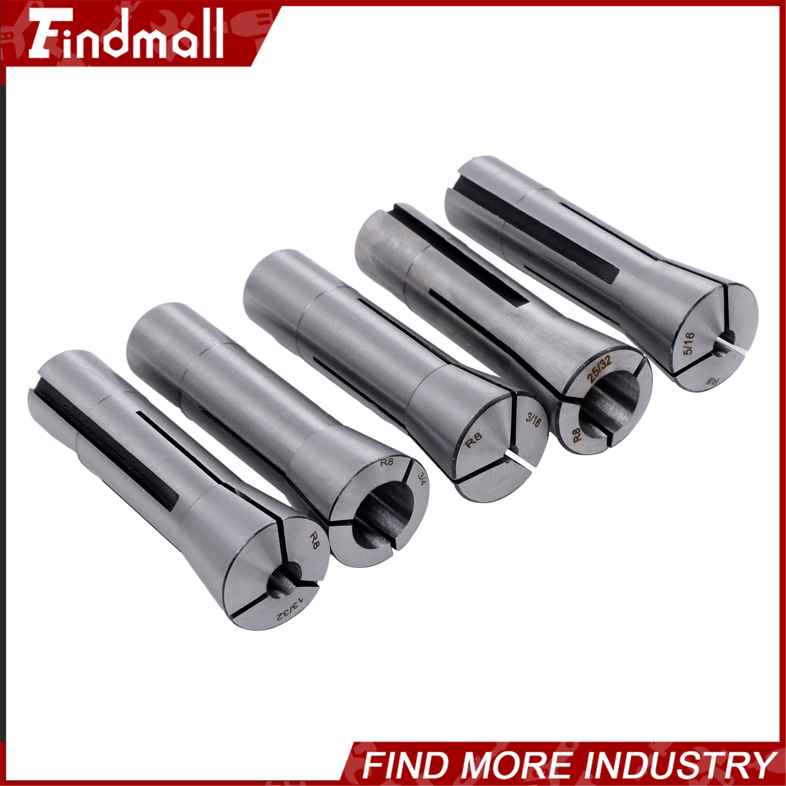 Findmall R8 Round Collet Set 25pc – 0.0005″ TIR Ultra Precision Industrial