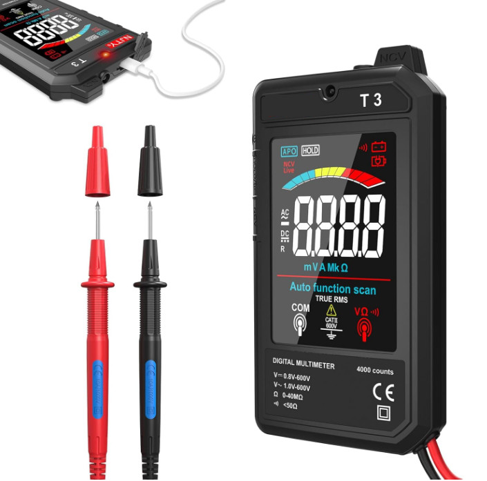 Probador Digital 600V AC/DC Recargable Con Pantalla Color y Detección NCV. Nuevo