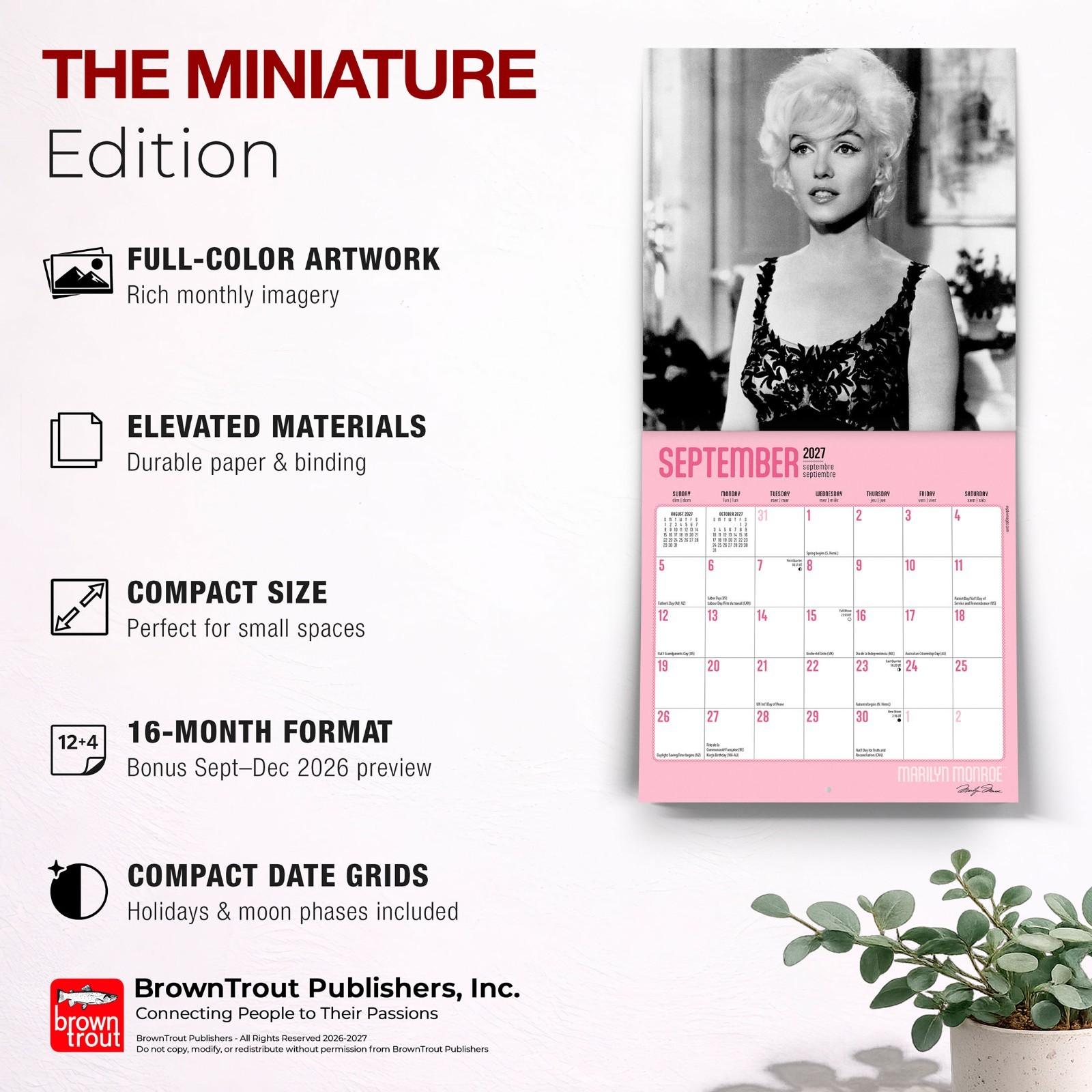 Marilyn Monroe OFFICIAL | 2027 7×14″ (Hanging) Monthly Mini Wall Calendar