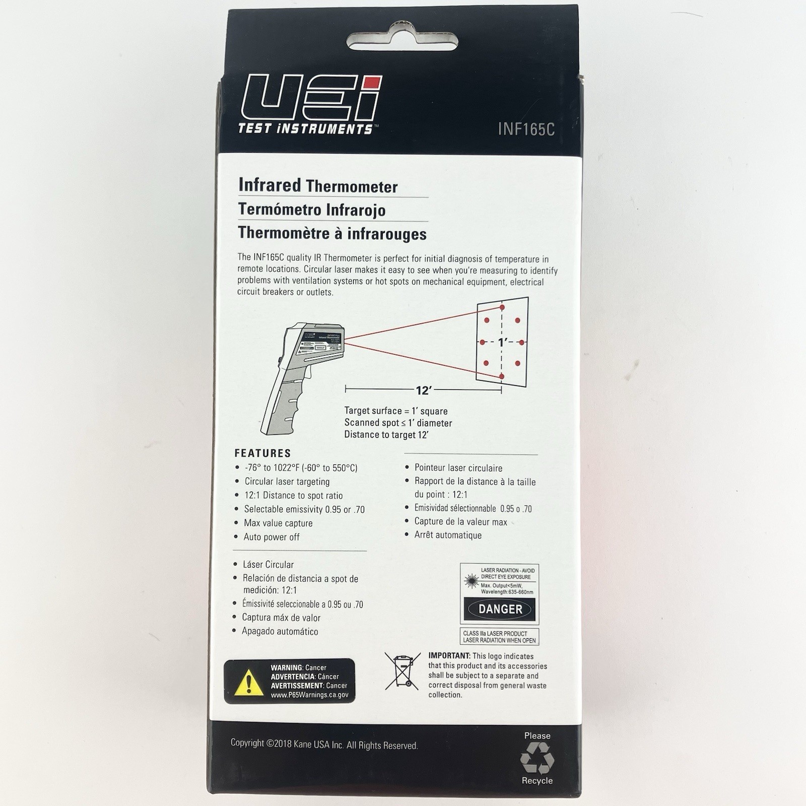 New UEi Infrared Thermometer Test Instruments Equipment INF165C 1 IR -76 to1022F