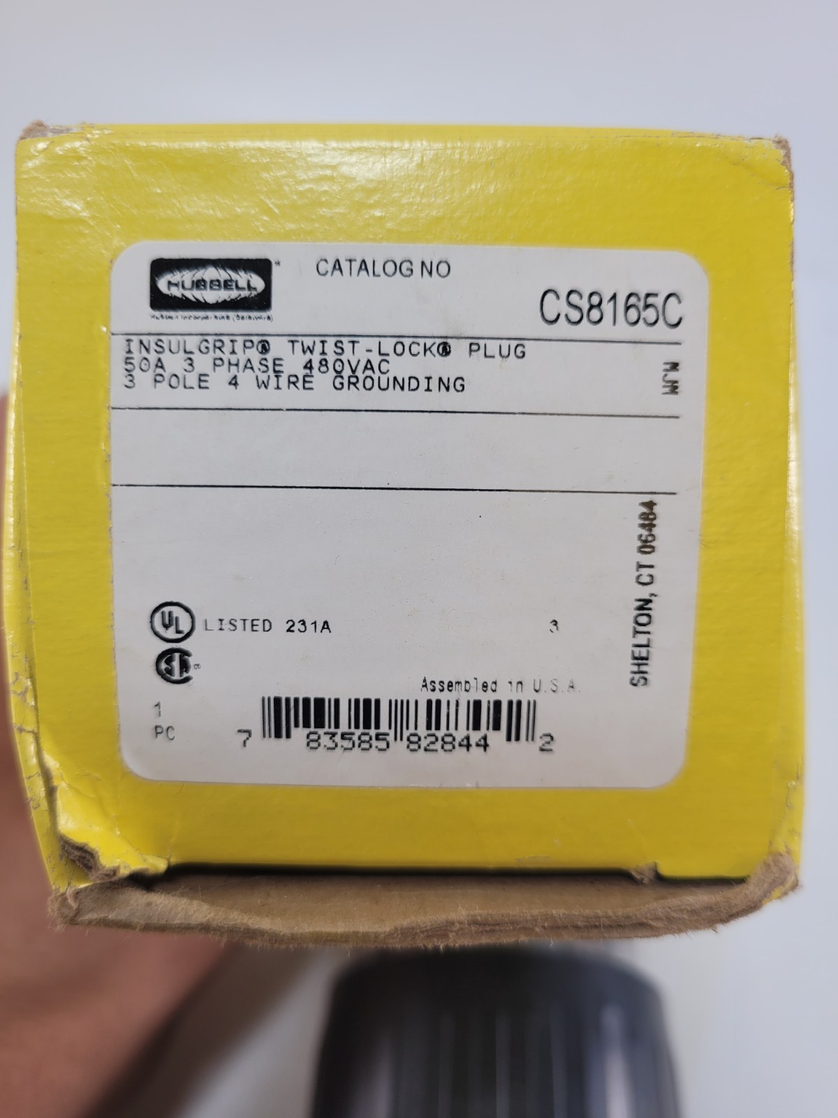 Hubbell CS8165C Insulgrip Twist Lock Plug 50A 480V 3 Phase 3P 4W Grounding
