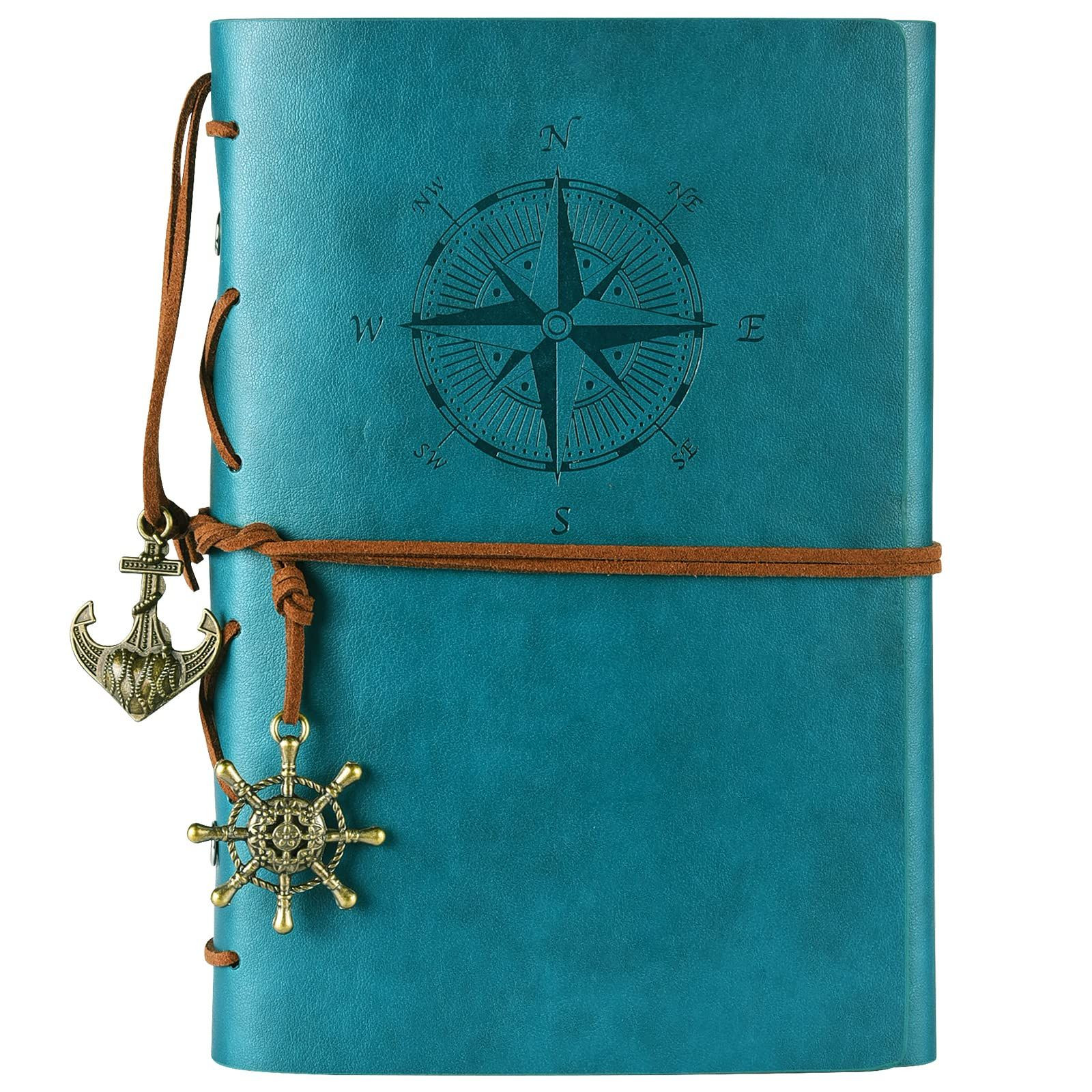 MALEDEN Leather Writing Journal Notebook, Classic Spiral Bound Sky Blue