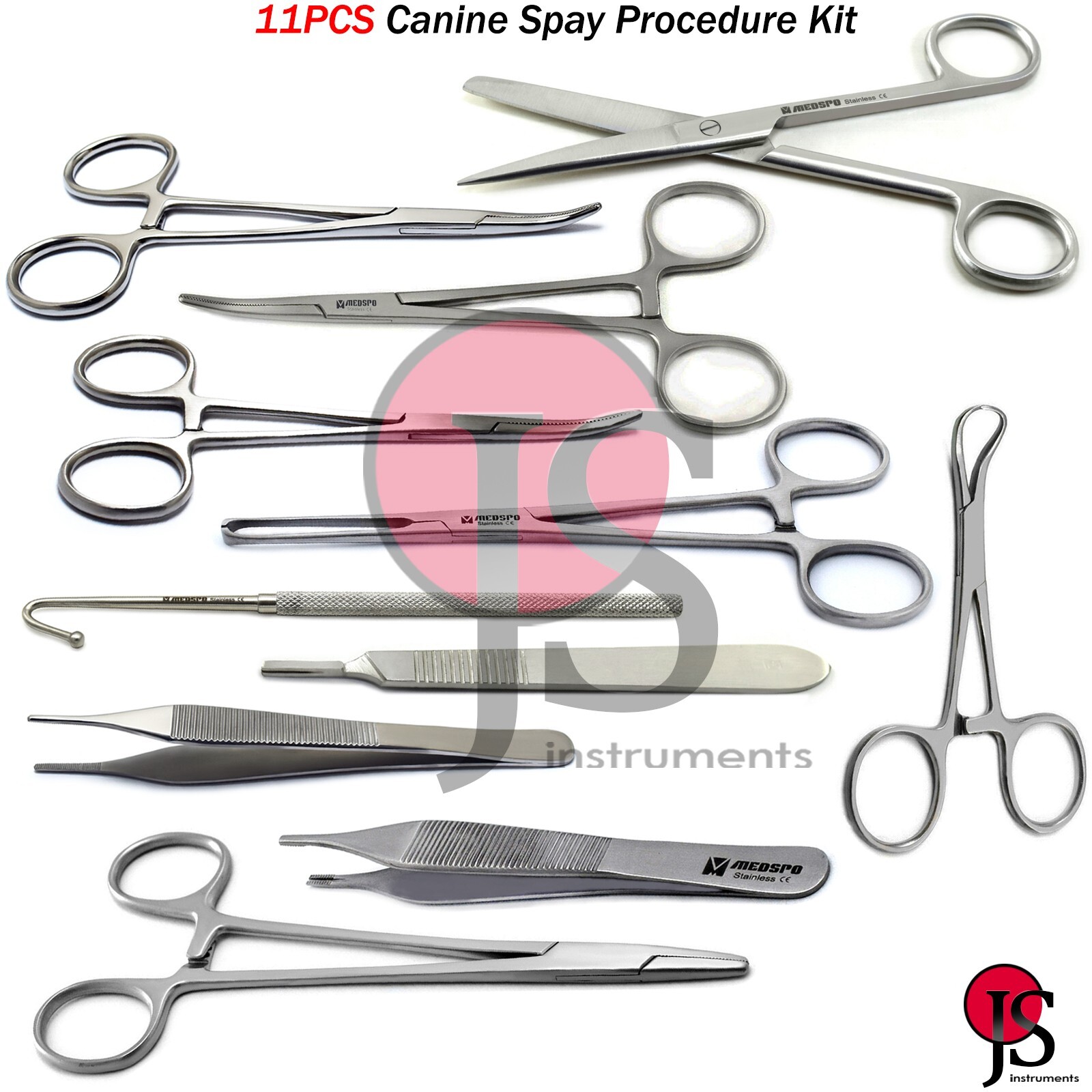 11PCS Canine Feline Spay Surgery Kit Artery Forceps Clamp Tweezers Veterinary