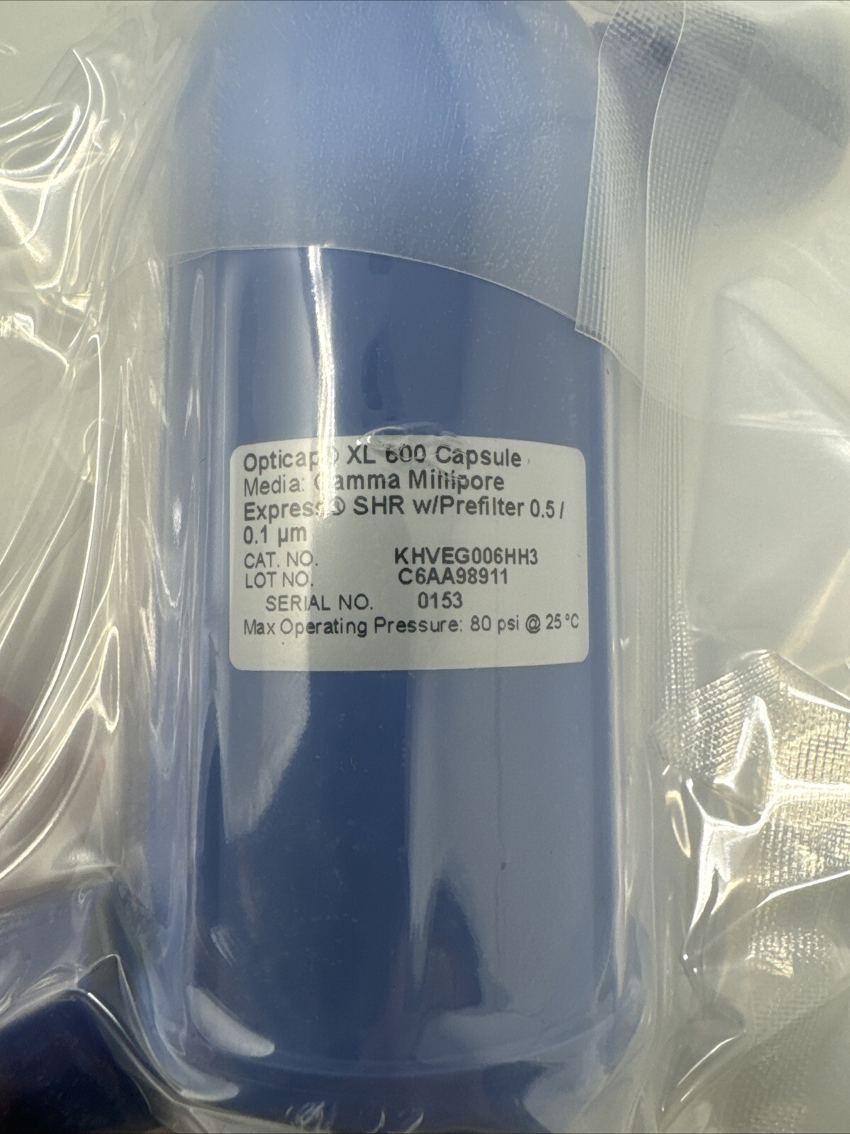 Millipore Opticap XL 600 Capsule Gamma SHR KHVEG006HH3 0.5/0.1 UM Lab Supply New