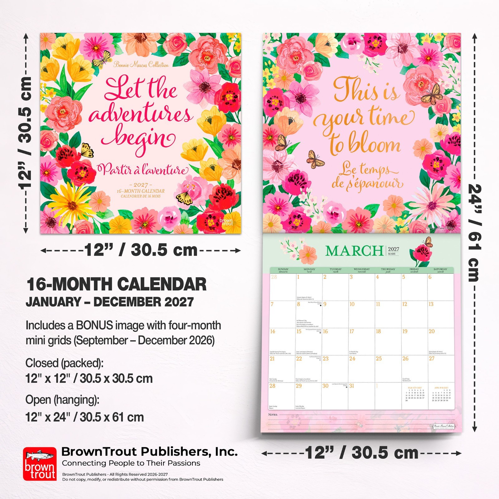 Bonnie Marcus OFFICIAL | 2027 12×24″ (Hanging) Monthly Square Wall Calendar