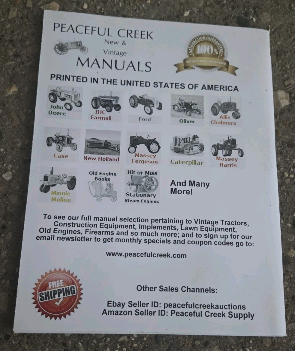 Peaceful Creek Service Operators & Parts Manual John Deere 48 Farm Loader