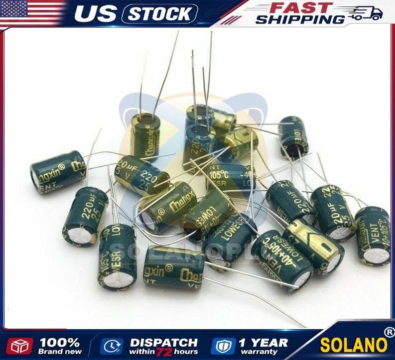 10 pcs 220uf 25v 105c radial electrolytic capacitors USA SHIPPING/SOLD